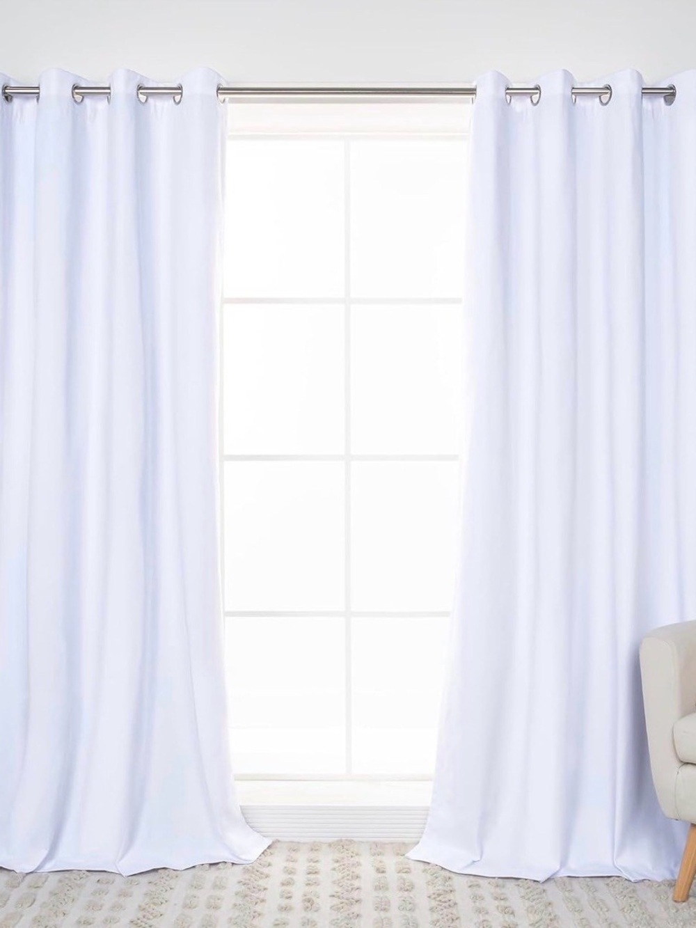 Best Home Fashion White Cotton Curtain Panels 52x84 Set of 2 Grommet Top